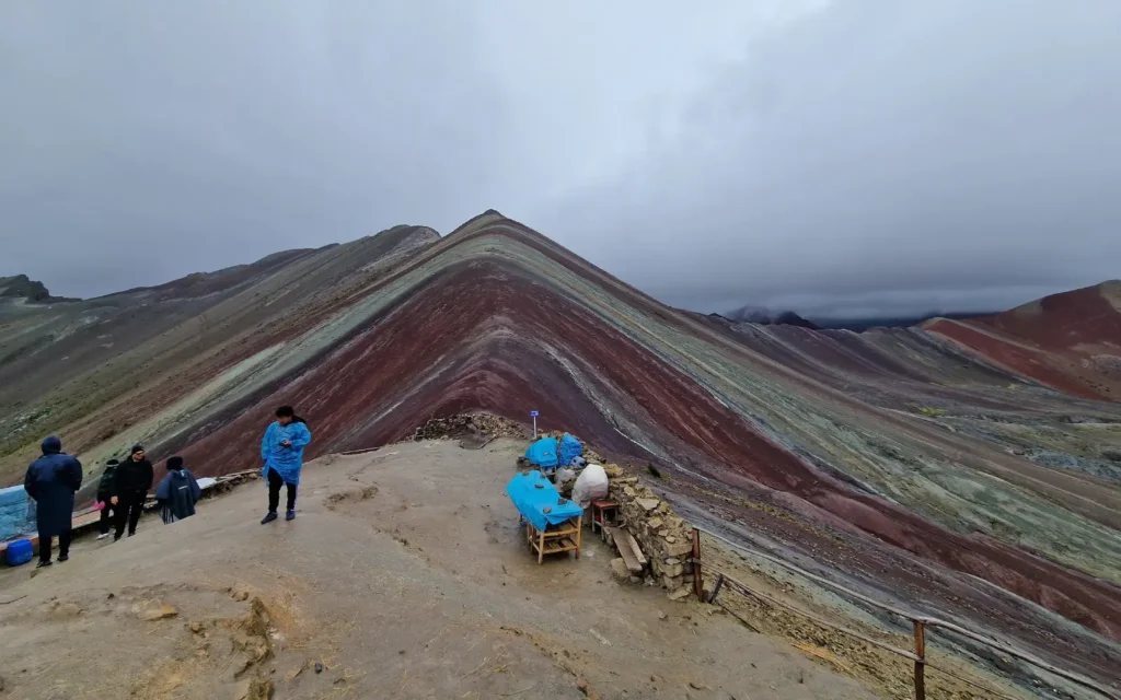 Rainbow Mountain panoramic view with cloudy sky