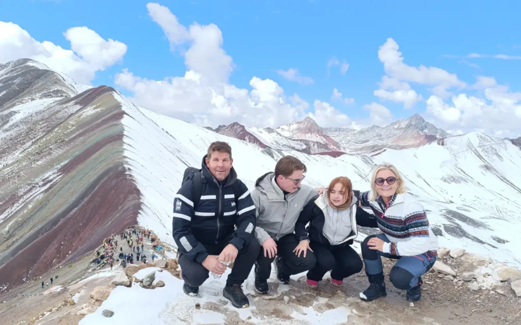 Classic view of the colorful mountain with the snowy landscape